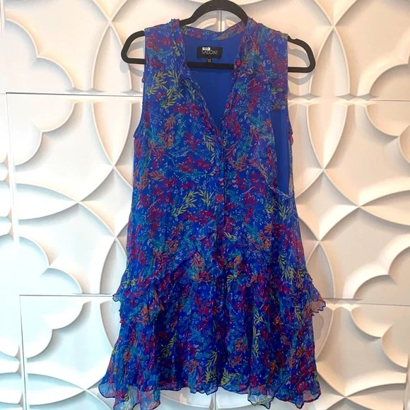 saloni tilly shirt dress Saloni Blue Tilly Ruffle Shirt Dress size 8. FF
